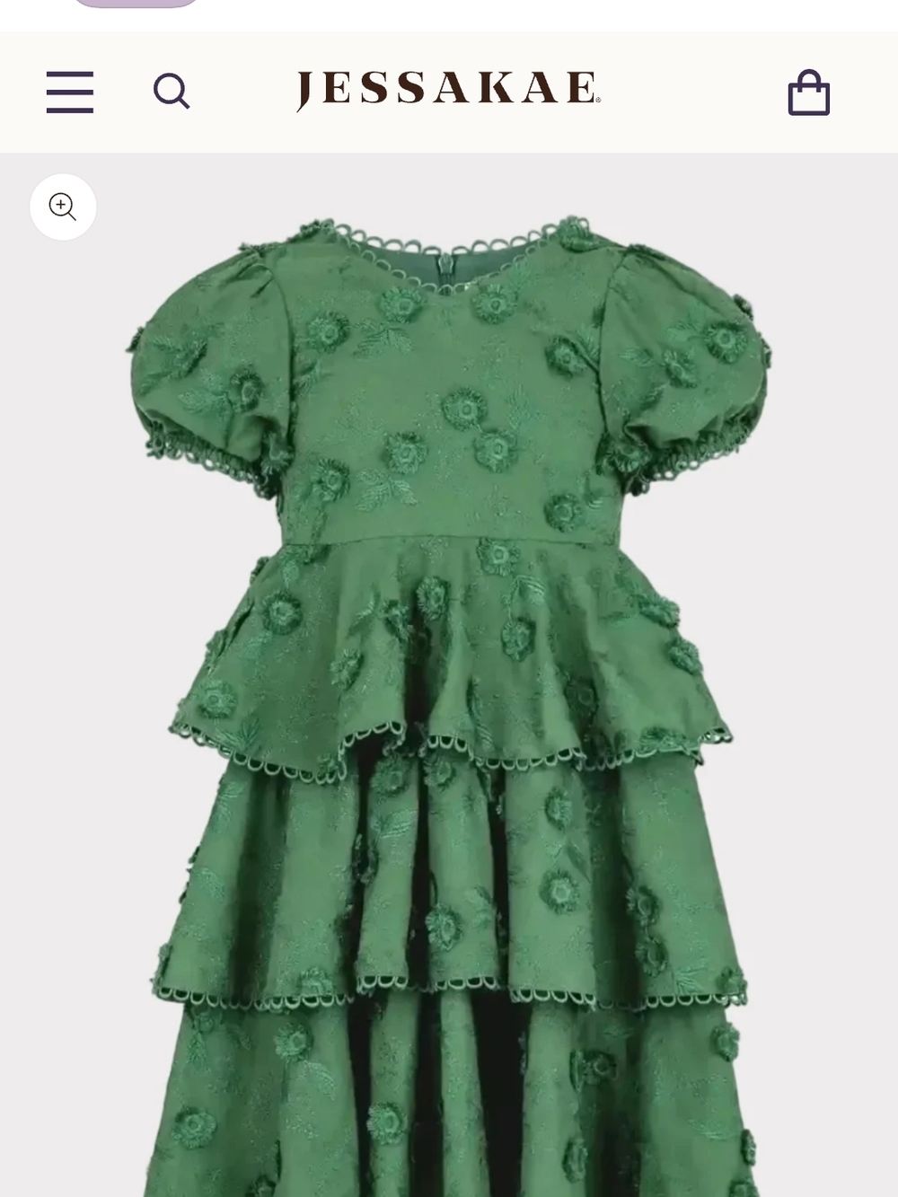 JessaKae Emerald Green Tiered Floral Lace Girls' Dress